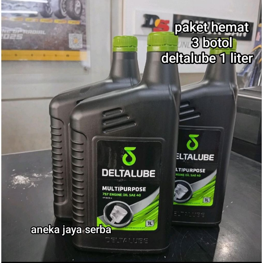 paket hemat deltalube 1 liter 3 botol