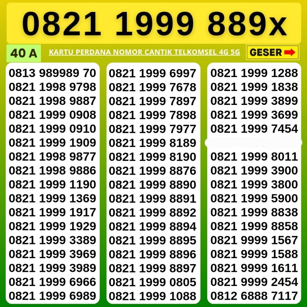 Nomor Cantik Simpati Telkomsel 4G 5G Kartu Perdana Telkomsel Simpati Nocan Simpati Nomer Cantik Telk