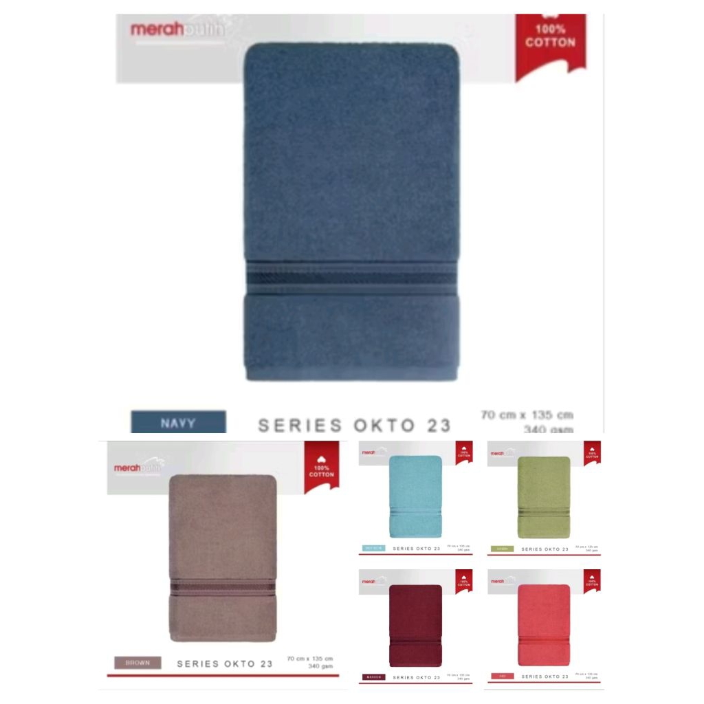 HANDUK MERAH PUTIH POLOS // 60 X 120CM