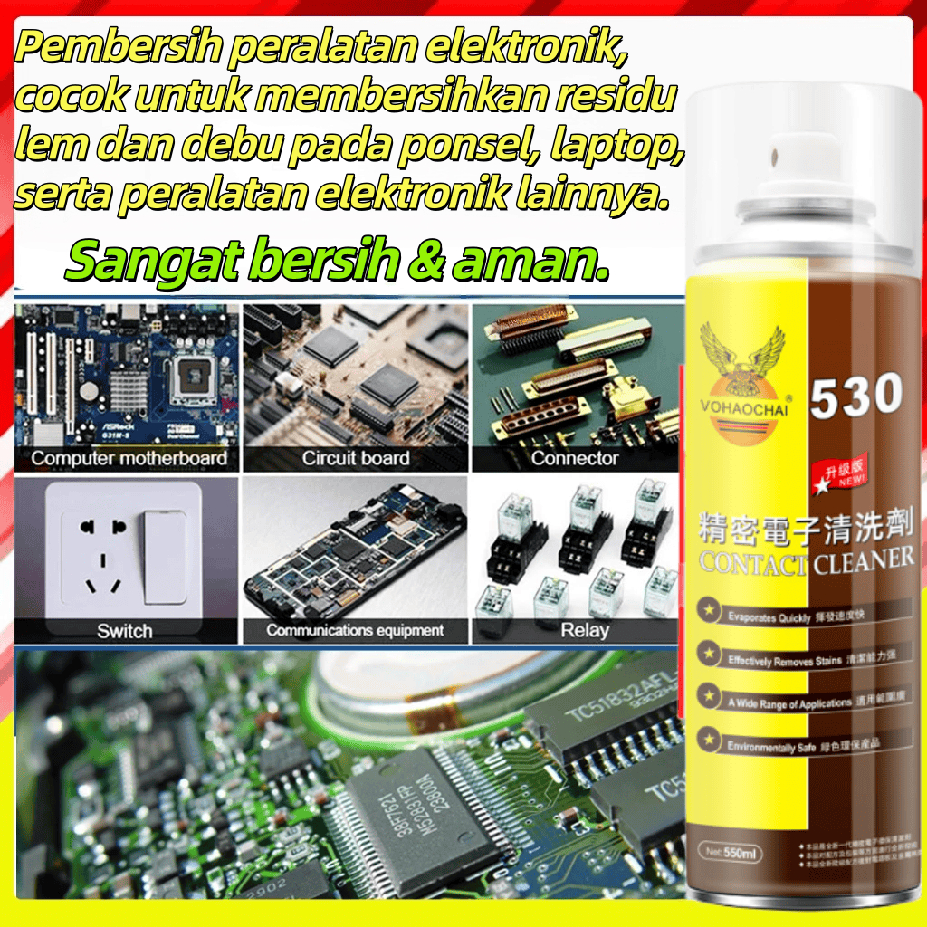 Contact cleaner elektronik  pembersih laptop pcb potensio komponen mainboard karat elektronik sempro