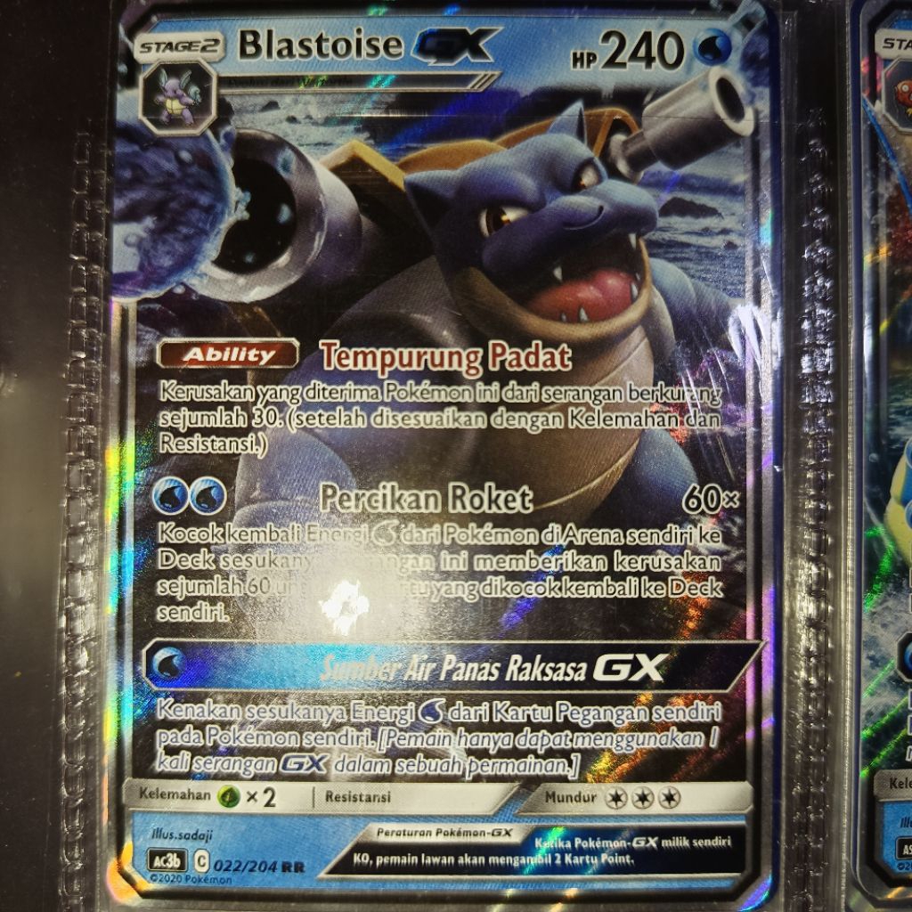 BLASTOISE GX AC3B 022/204 RR Kartu Pokemon TCG Indonesia Original Card NM Condition
