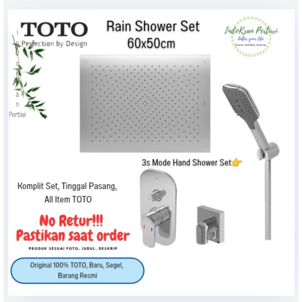 Shower Mandi Set TOTO TX499SN+THX118SX+TX442SX+TX472SIV1 (2in1/Komplit Set/Hot & Cold) /Shower Mandi