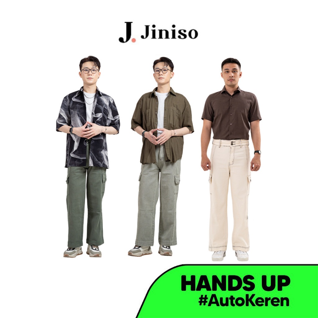 JINISO Loose Cargo Denim Jeans Pria