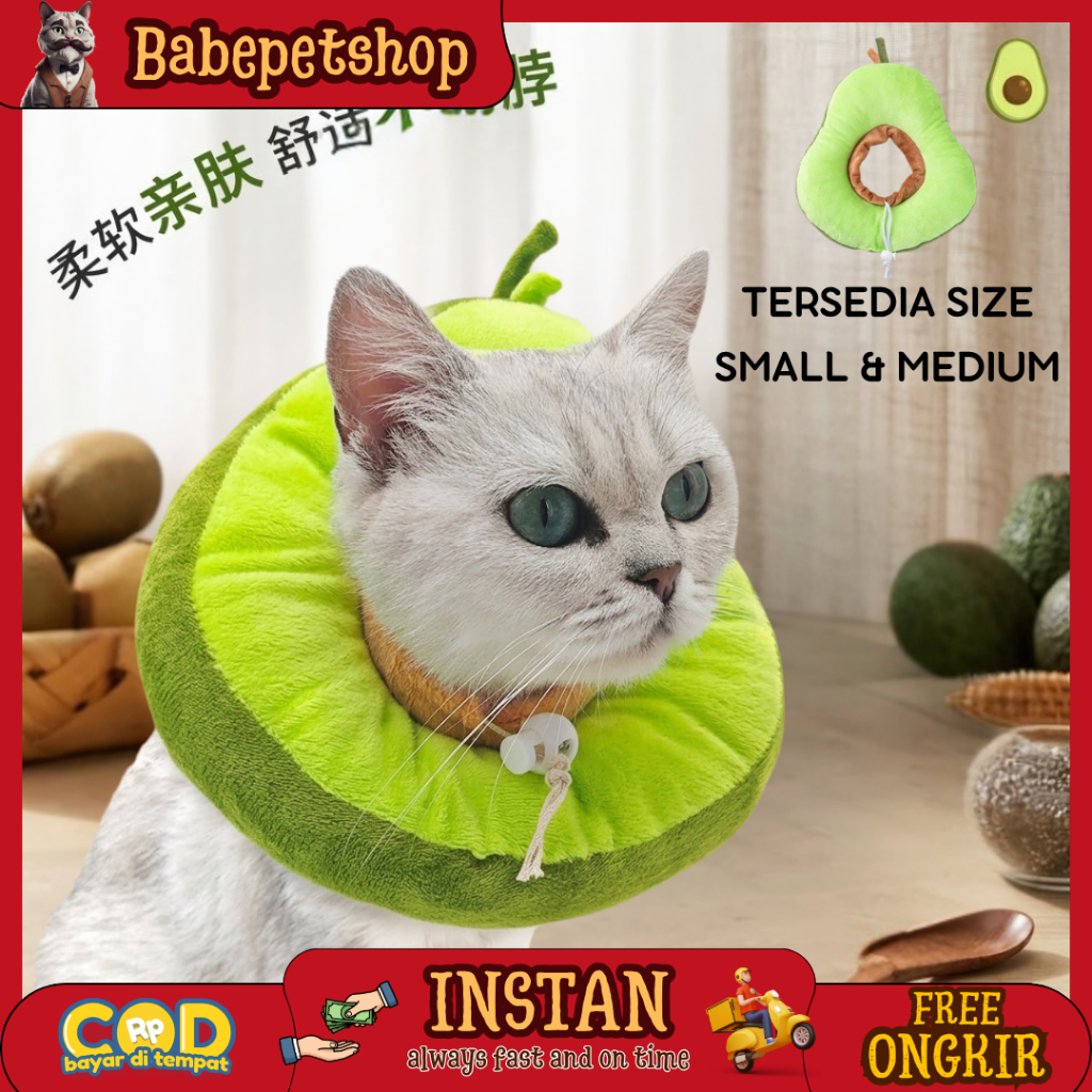 babepetshop COLLAR BUAH BANTAL Bantal Leher Pet Collar Kucing Anjing Motif Makanan Food Corong Dog C