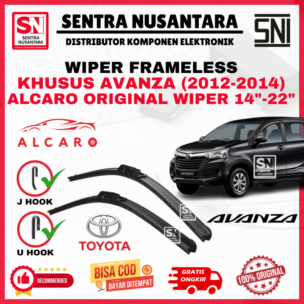 Wiper Mobil Toyota Avanza (2012-2014) Merk ALCARO ORIGINAL | Wiper Kaca Mobil Toyota Avanza Lama Mod