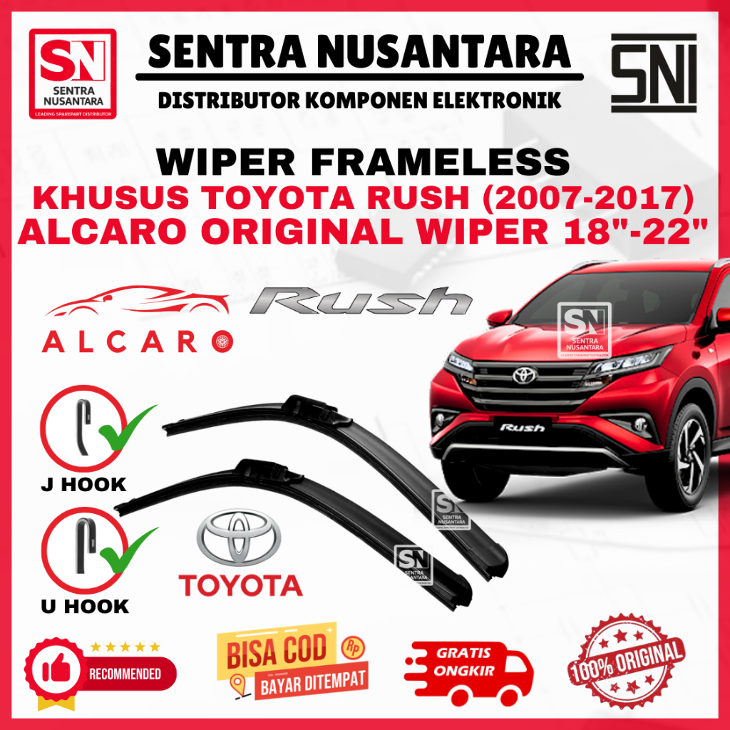 Wiper Mobil Toyota Rush (2007-2017) ALCARO ORIGINAL | Wiper Kaca Mobil Toyota Rush Model Frameless P