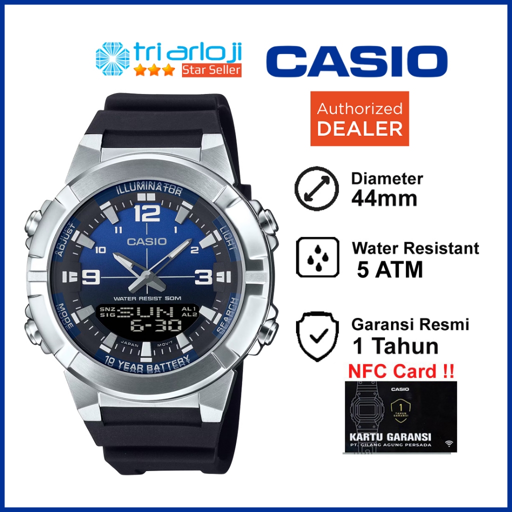 Casio General AMW-870A-2AVDF Jam Tangan Pria Karet AMW-870A-2A AMW870 AMW 870A 2AVDF