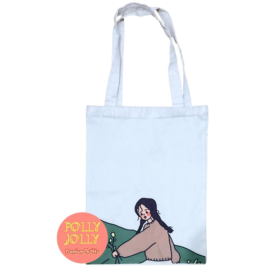 Tote Bag Tas Jinjing Katun Tanpa Reseleting Warna Putih (Preloved)