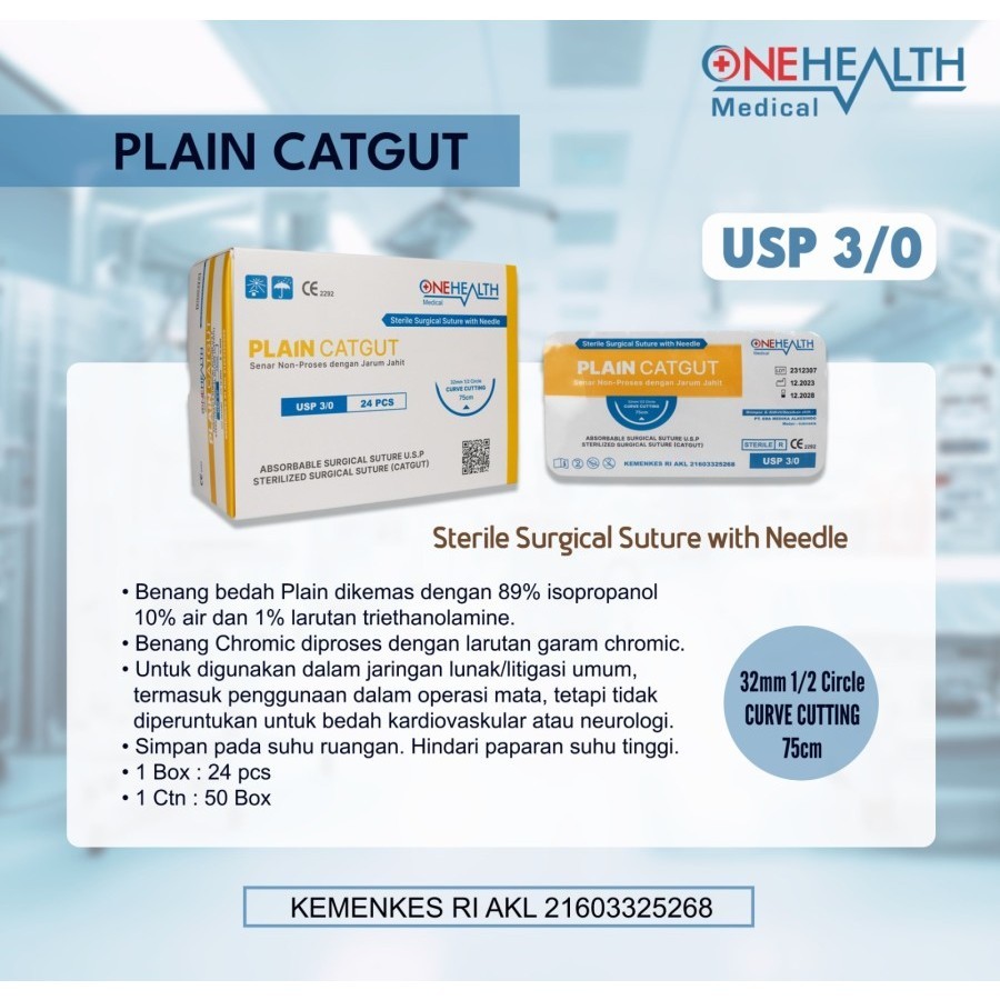 Cat gut plain+ jarum Kemasan Eceran