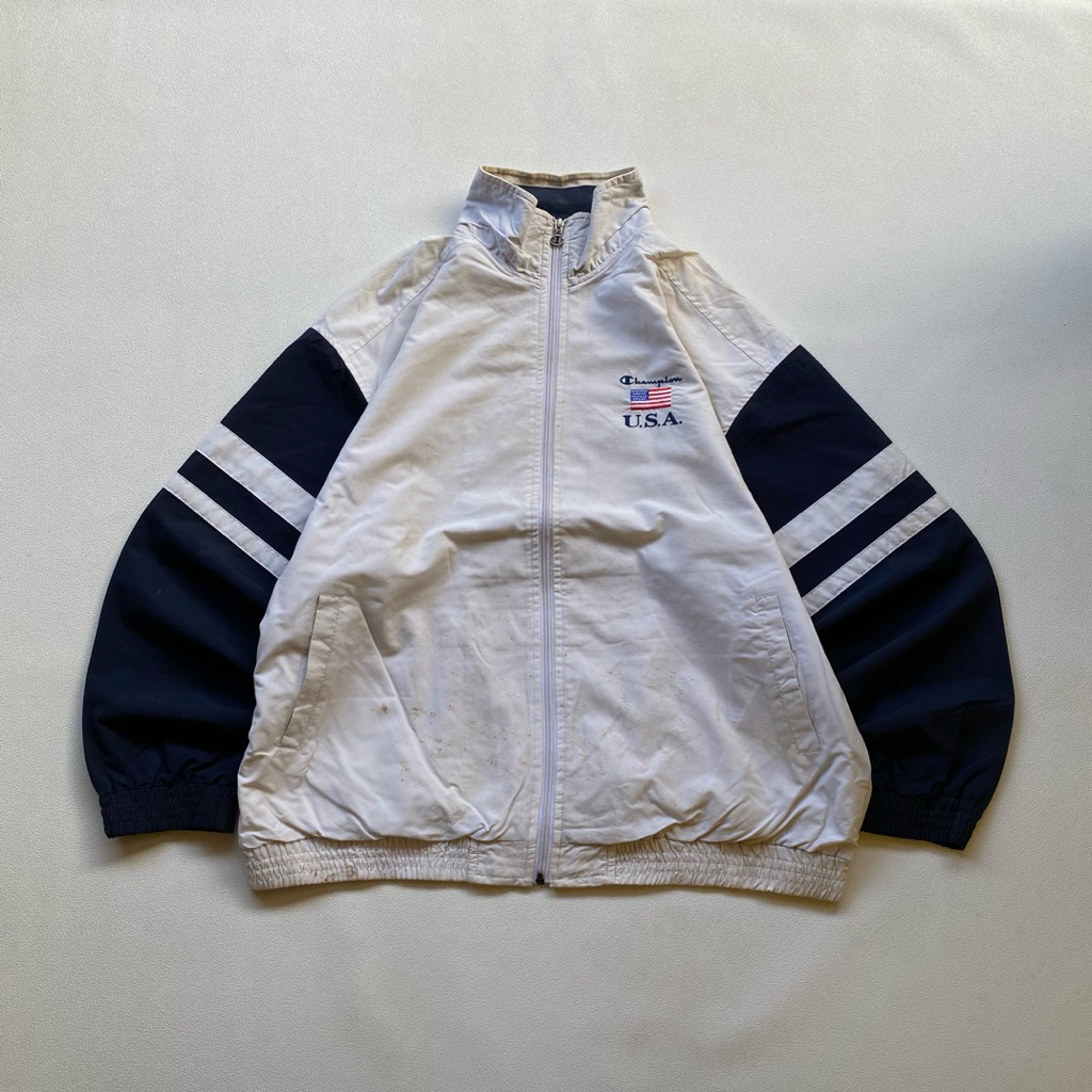 jaket windbreaker champion usa vintage colorblok