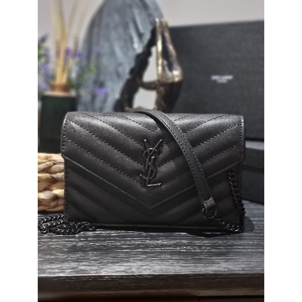 TAS SLEMPANG ENVELOPE KULIT CAVIAR PREMIUM BAG TAS HITAM WANITA TAS PESTA TAS JALAN