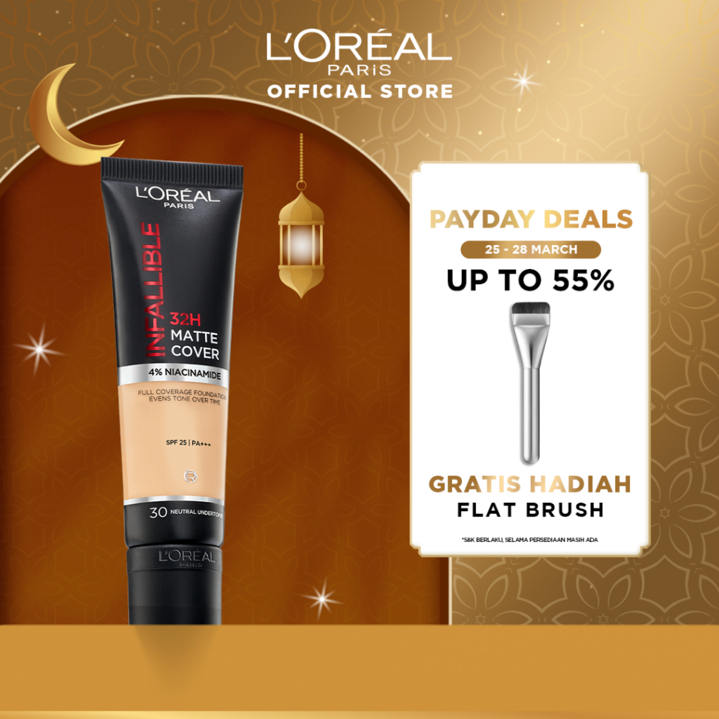 L’Oreal Paris Infallible 32 Hr Matte Cover Liquid Foundation - 30ml (Make Up Loreal Natural Tahan 32