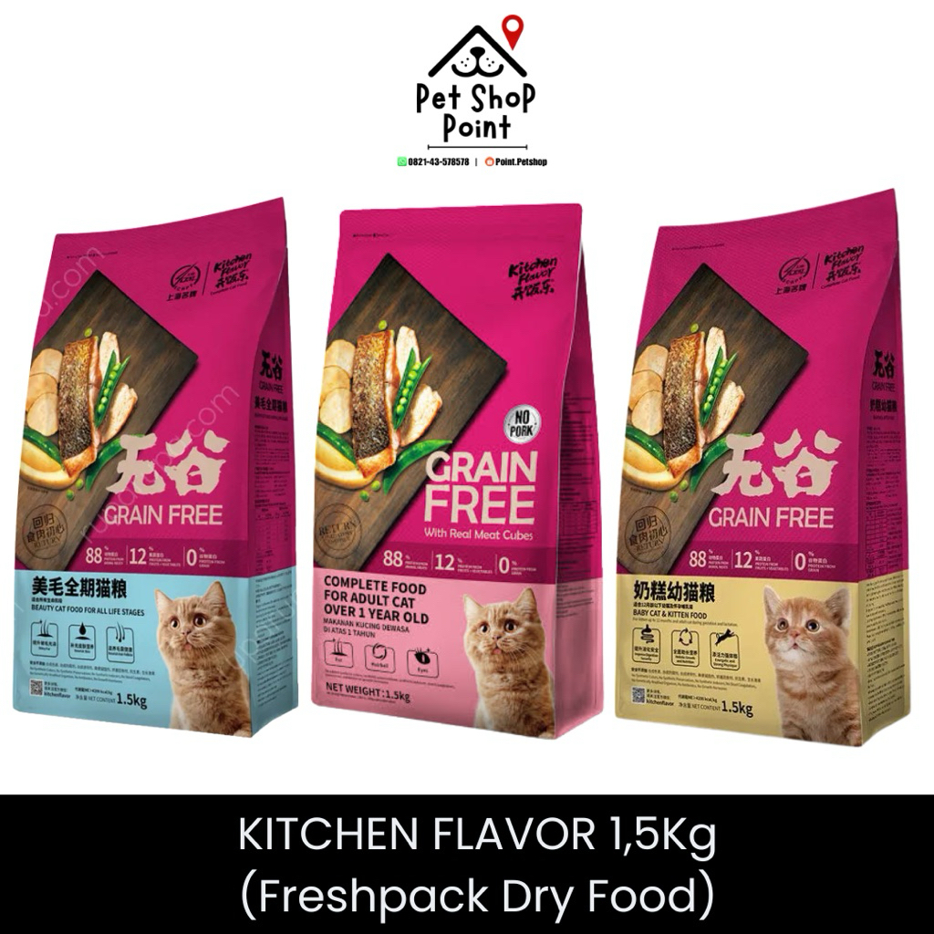 (Freshpack) KITCHEN FLAVOR KF Grain Free Makanan kucing Adult 1,5kg