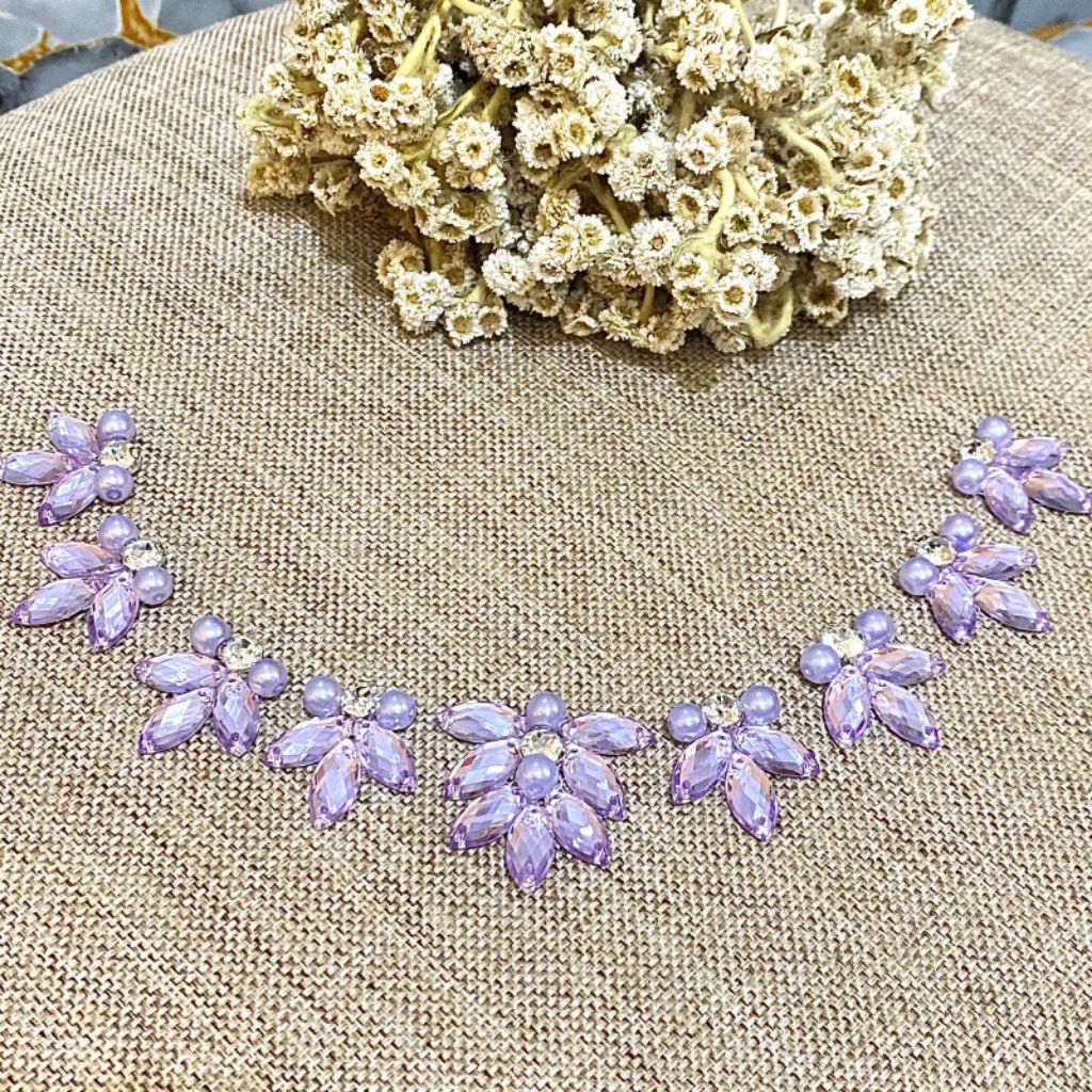 Hiasan Bordir Kristal Motif Daun Warna Pink dan Pink Muda, Dekorasi Pakaian Elegan/Payet Pengantin /