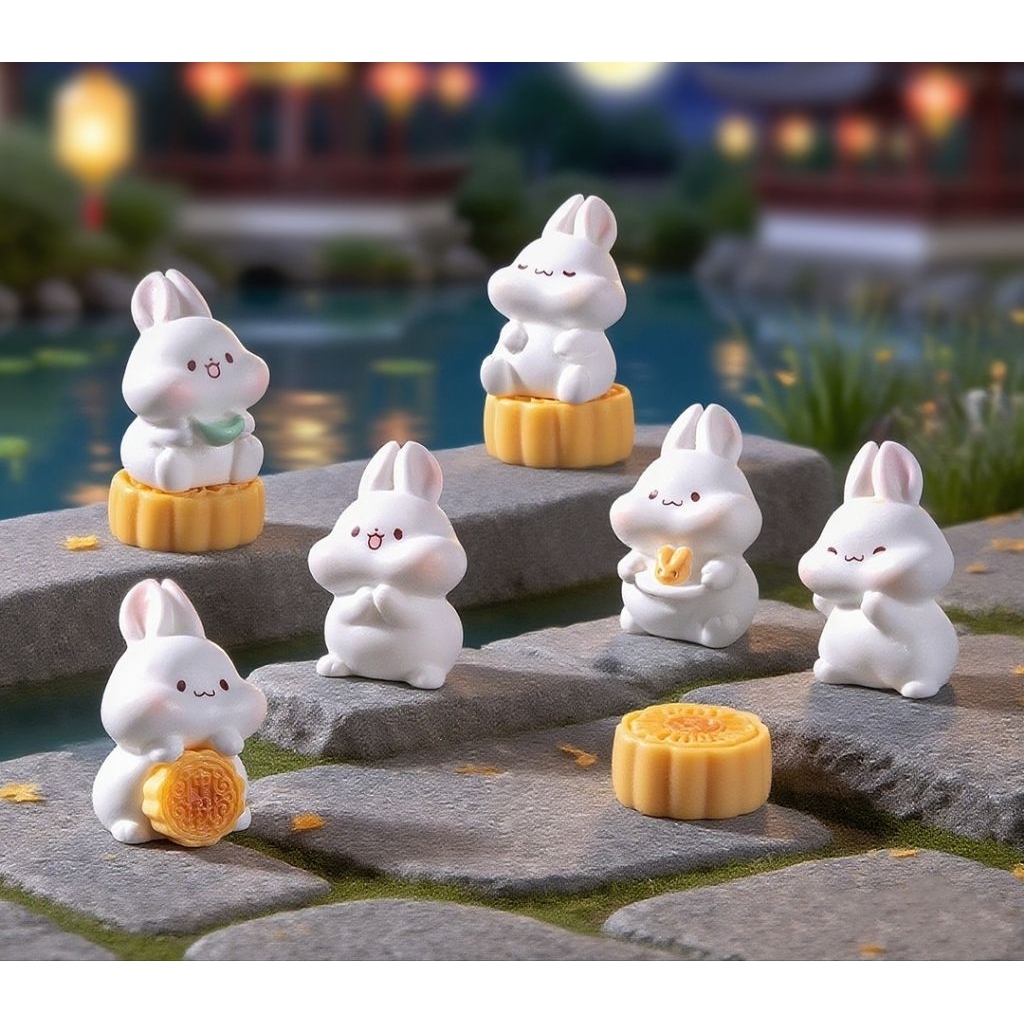 Figure SET Kelinci Mooncake /Kue Bulan Dekorasi/Topping, dll