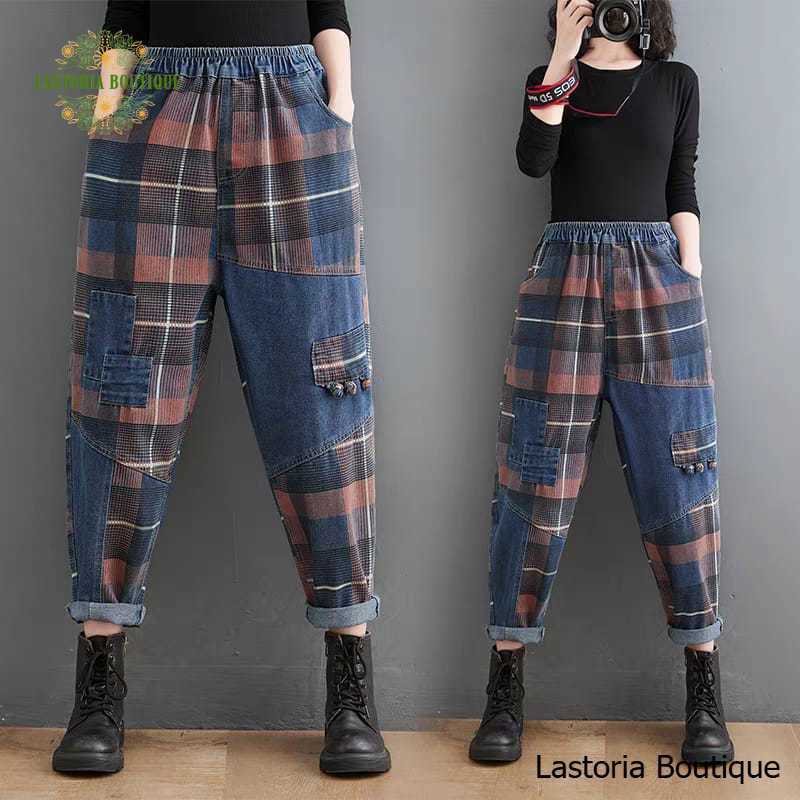 LC574 Celana Jeans Overisized Retro Fashion Lastoria Boutique