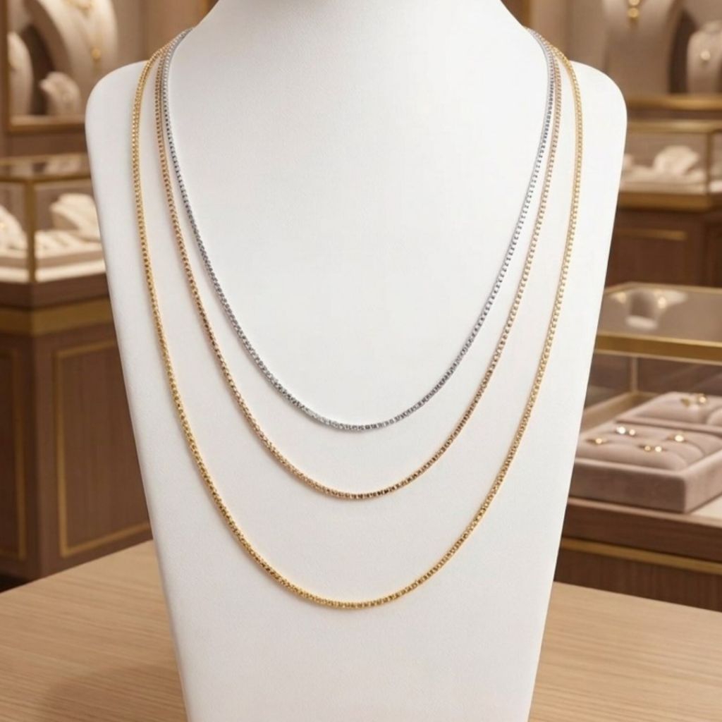 Rantai Kalung Wanita Italy kaca 60cm kalung hijab