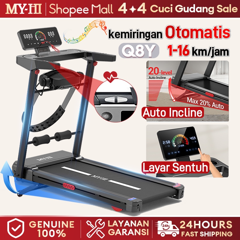 MY-HI Treadmill Portable Q8Y Dasbor digital Treadmill electric low watt Treadmill elektrik incline