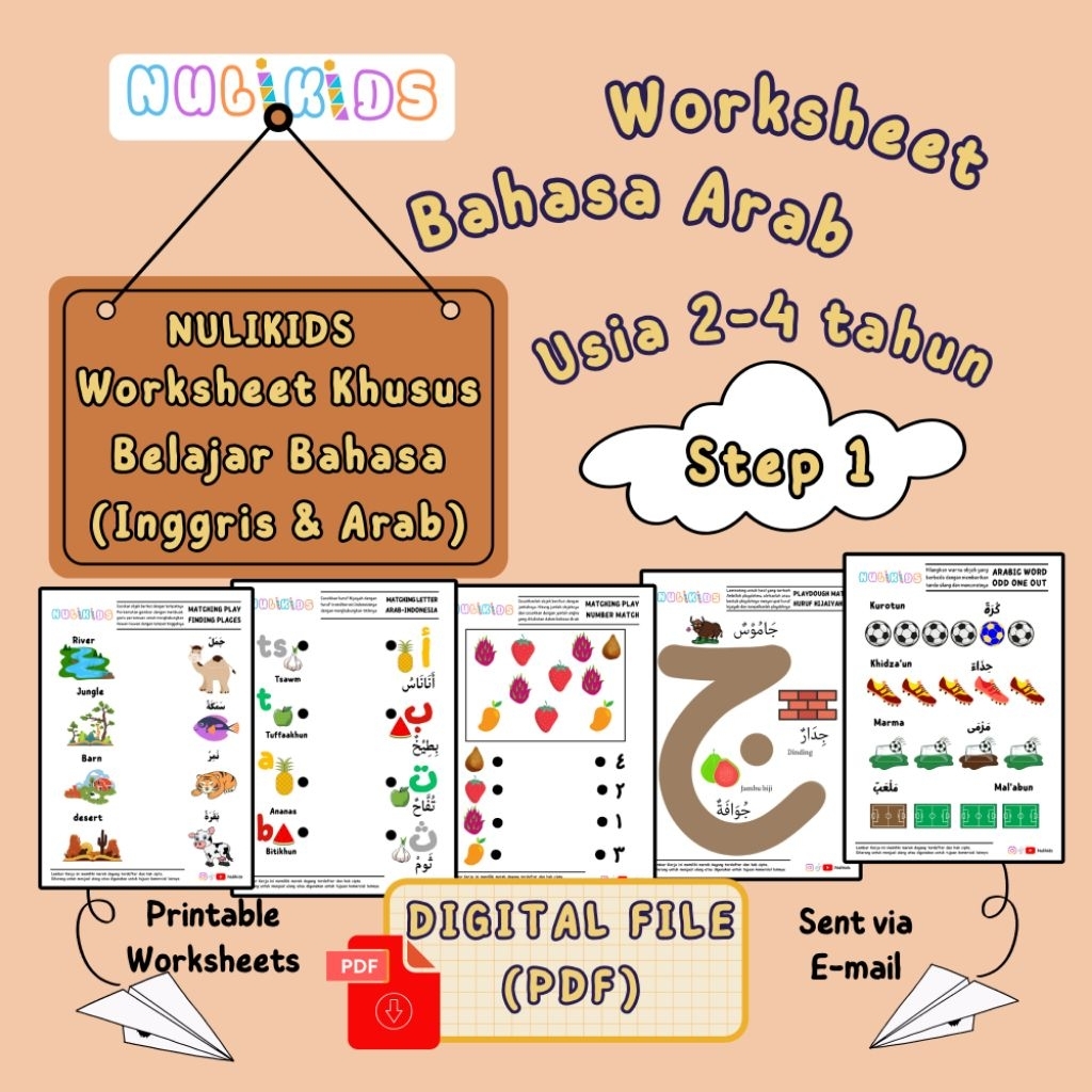 Worksheet Bahasa Arab Anak STEP 1 Usia 2–4 Tahun PDF Printable