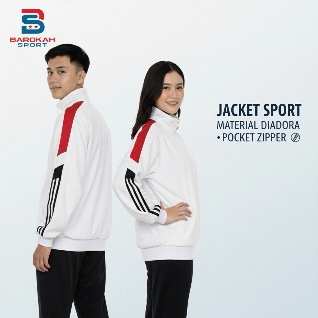 HM Barokah - Jaket Olahraga Laki Laki Perempuan Jaket Training Unisex Atasan Jaket olahraga tracktop