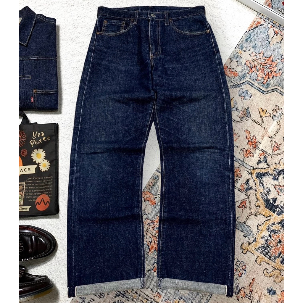 Vtg 90s Special Lv 502 Capital "E" Button Stamp J22 Faded Deep Blue Indigo Denim Pants Redliine Selv