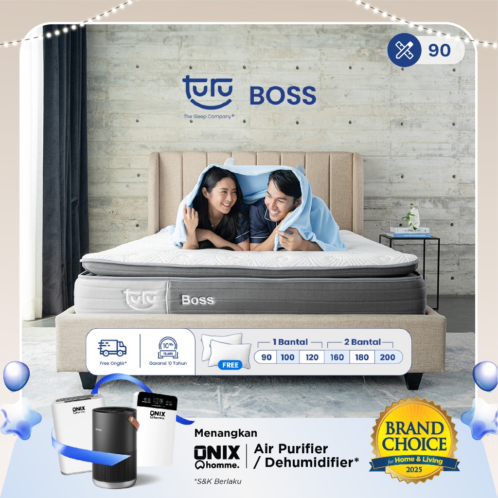 Turu - Kasur Pocket Spring Bed TURU BOSS ukuran 90x200 (Single Size) Free Bantal