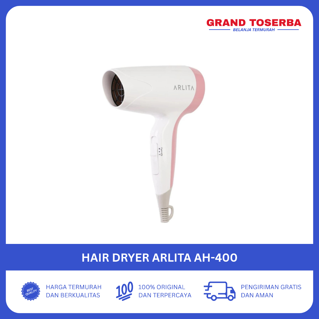 Arlita Hair Dryer Pengering Rambut AH-400 400W By Kirin AH400 AH 400