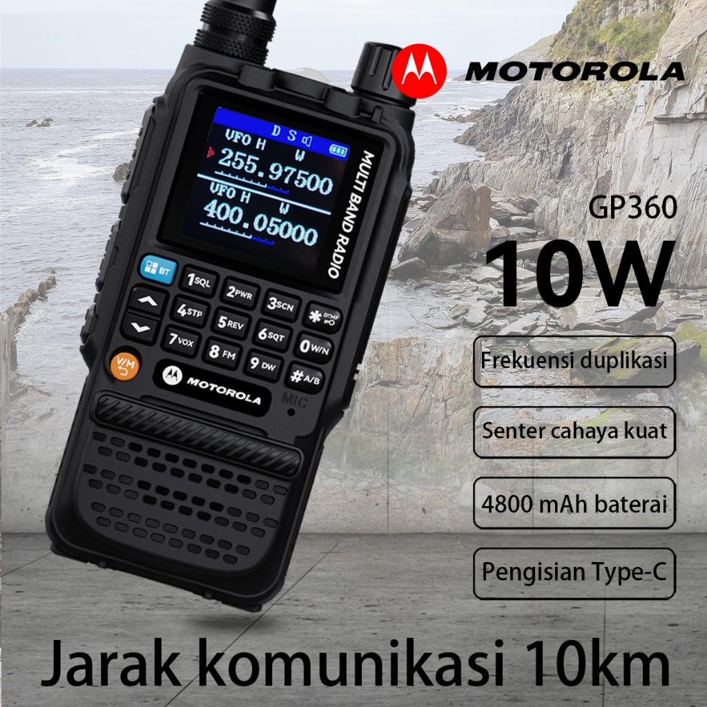 HT Motorola GP360 Walkie Talkie / Radio HT Motorola Original Interphone Motorola GP360 UHF/VHF 10W-F