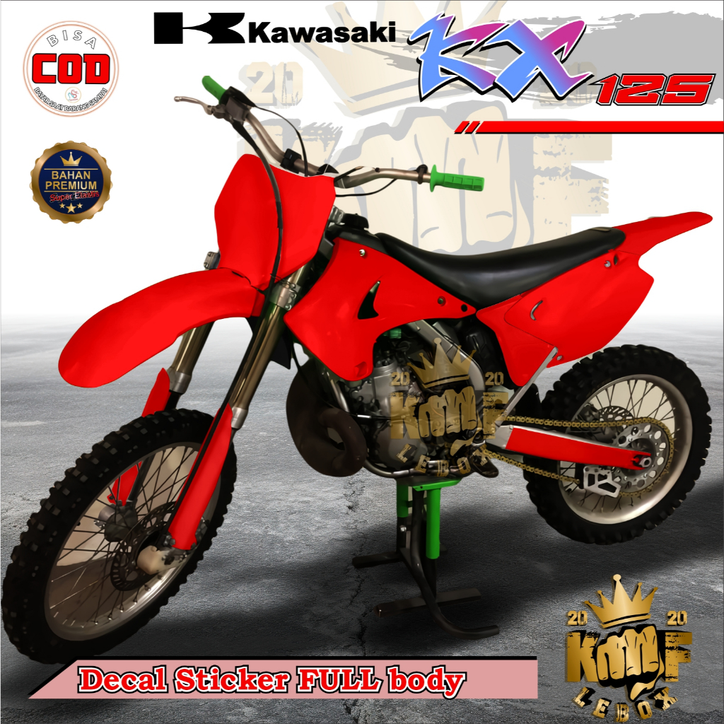 DECAL STICKER Motor FULL BODY Kawasaki KX 125 Motif Polos KX125-00 Desain Bisa Custom