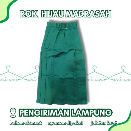 Rok Sekolah Hijau Madrasah/MI Panjang Rempel Adem untuk Anak Perempuan, PENGIRIMAN LAMPUNG
