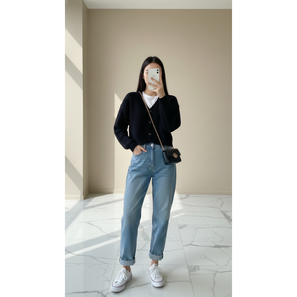 Cardigan Crop SPAO hitam