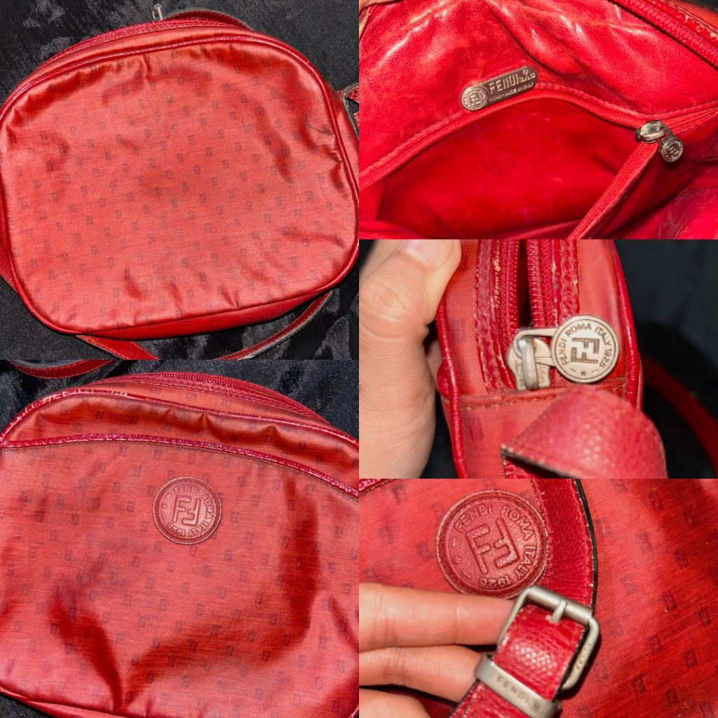 RARE VINTAGE Tas Fendi Red Leather Original Italy - Kolektor Item