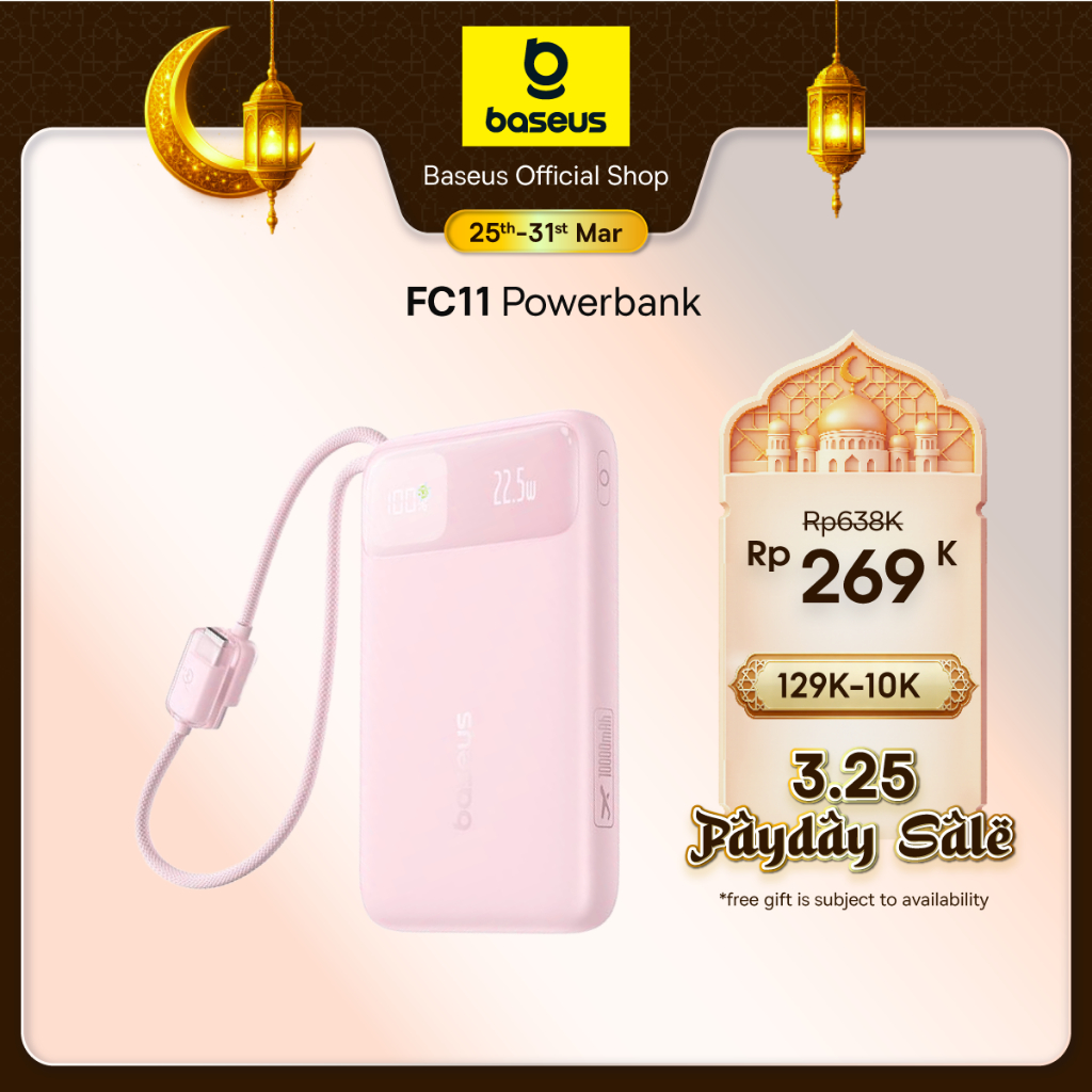 NEW!!! Baseus EnerFill FC11 10000mAh 22.5W Fast Charging Power Bank with Built-in Type- C +