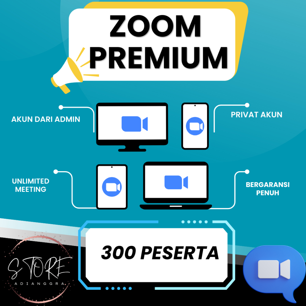 Akun Zoom Premium 100 - 300 Peserta Unlimited Meeting Full Garansi Mingguan Bulanan