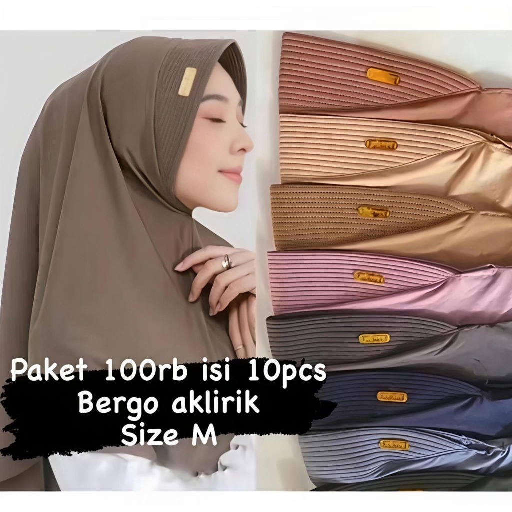 Bergo Hamidah Paket Hemat 100rb dpt 10pcs Hijab Instan Size M Jilbab Jersey Premium Pet Tebal Label 