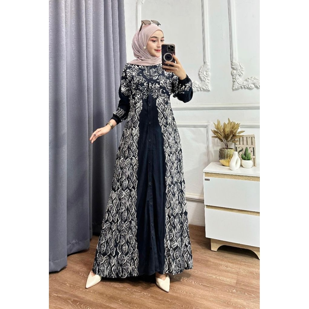 Gamis batik modern untuk wanita, batik cap asli pekalongan