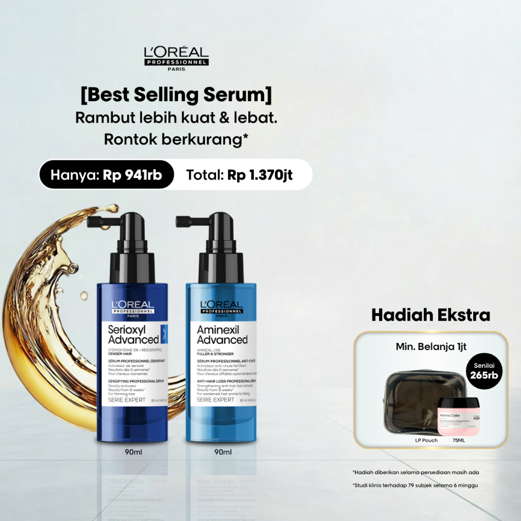 Aminexil Advanced Advanced Hair Serum 90ml + Serioxyl Advanced Hair Serum 90ml  - Untuk Rambut Ronto