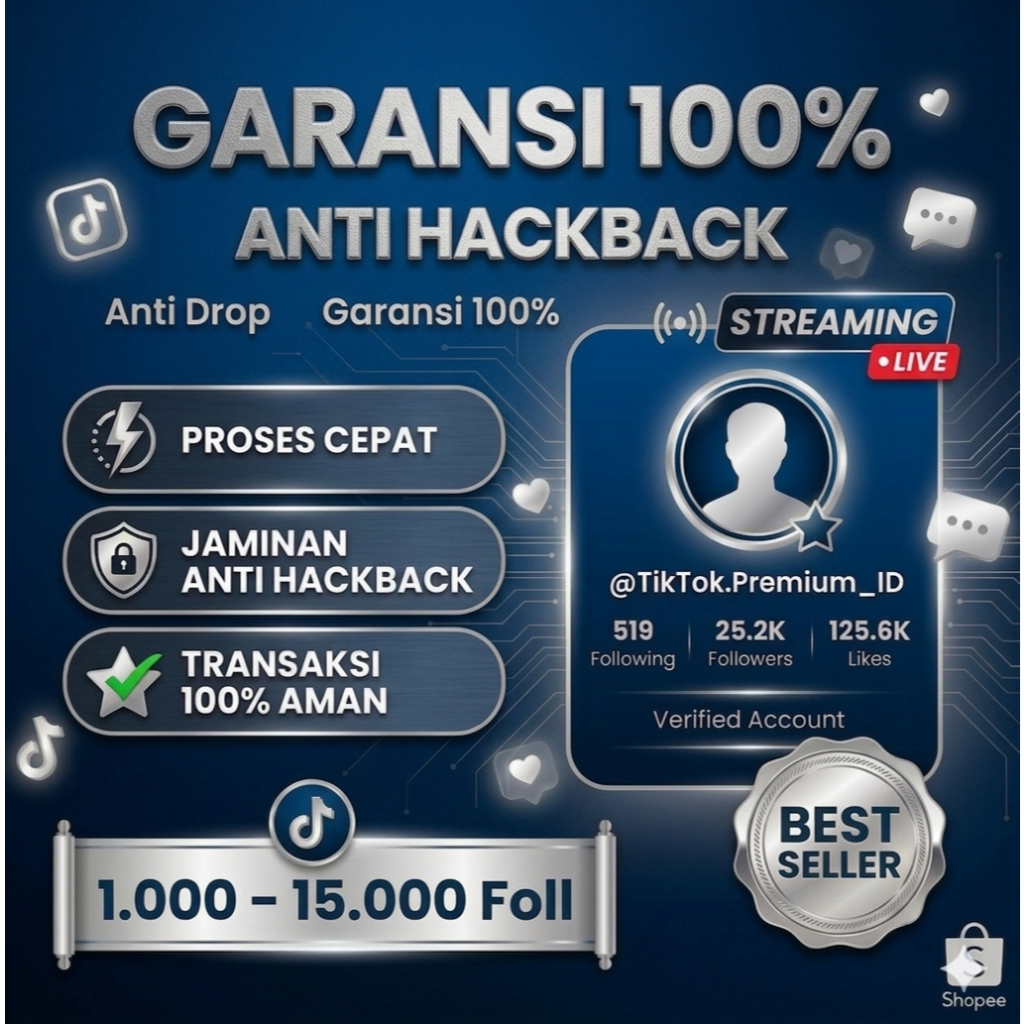 Akun Tiktok Follower Asli 1K - 10K Bergaransi 100%