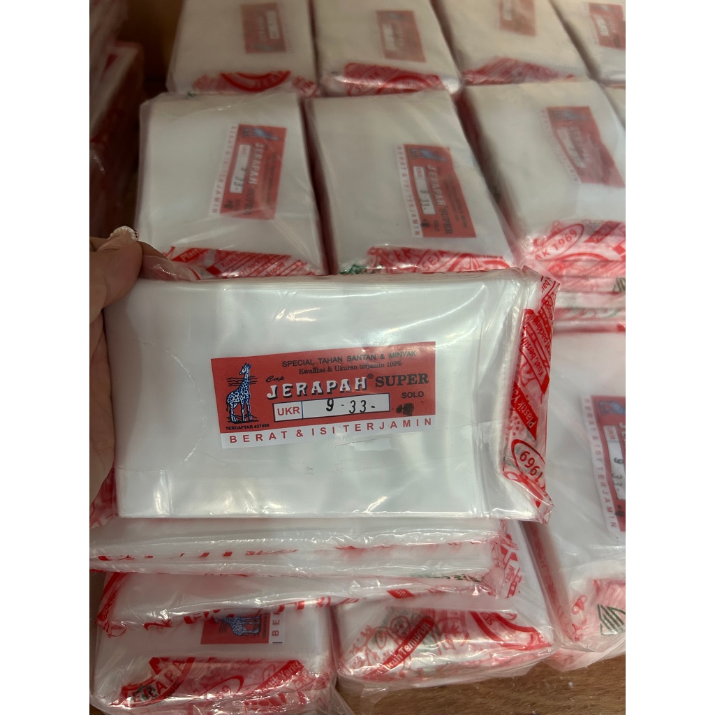 PLASTIK PE JERAPAH UK. 7 X 25 ; 8 X 30 ;9 X 33 TAHAN SANTAN DAN MINYAK