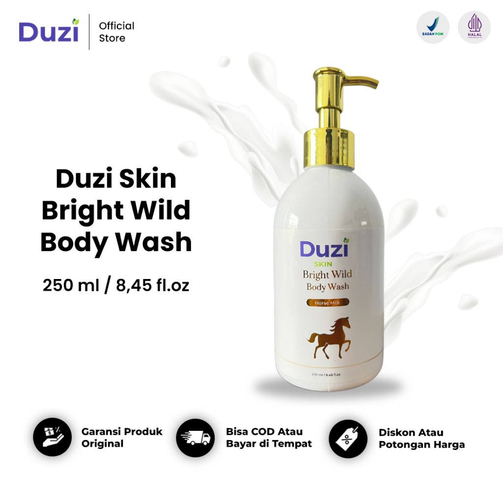 Duzi Skin - Body Wash Bright Wild Sabun Cair Susu Kuda 250 ml Paket 1-3 pcs