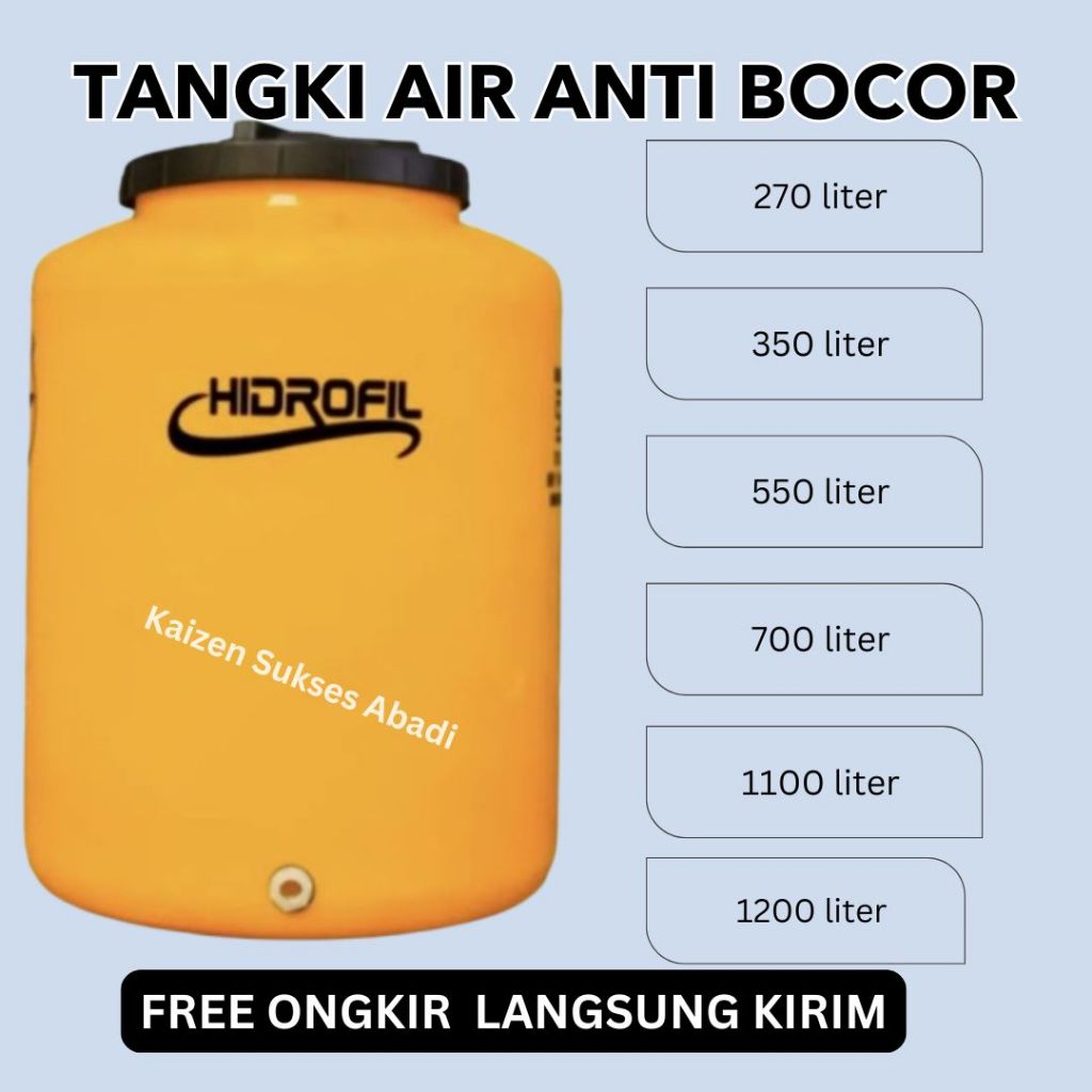 [FREE ONGKIR KARGO LANGSUNG KIRIM] tangki tandon toren air atas rumah plastik merek hidrofil 270 250