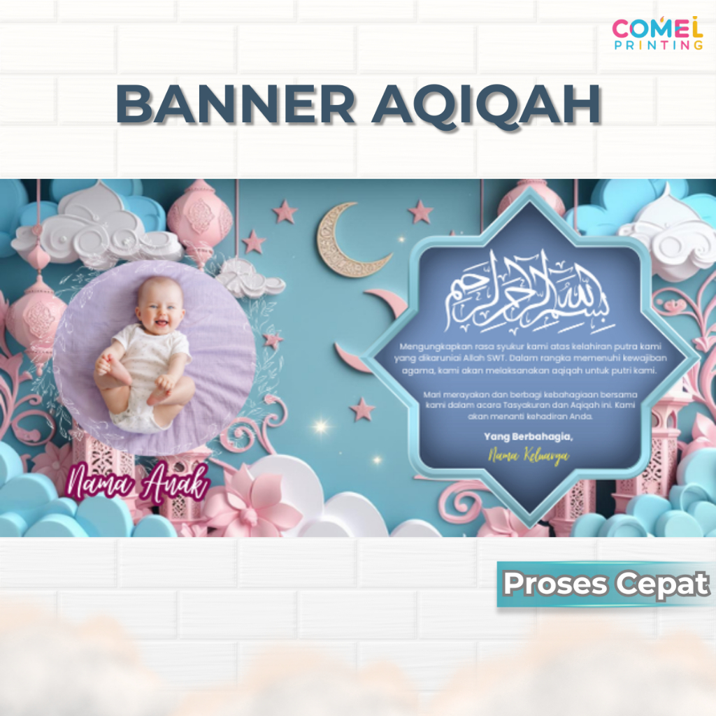 Banner Spanduk Tasyakuran Aqiqah – Desain Custom Nama & Foto | Cetak Spanduk Aqiqah Murah