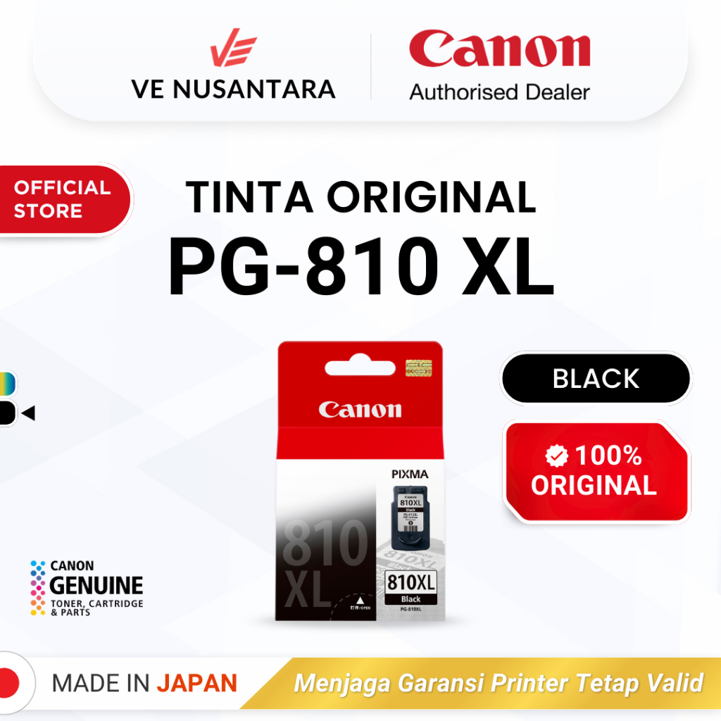 100% ORIGINAL Tinta Canon PG 810 XL - Printer iP2770 MP258 MP287 - Tinta Asli