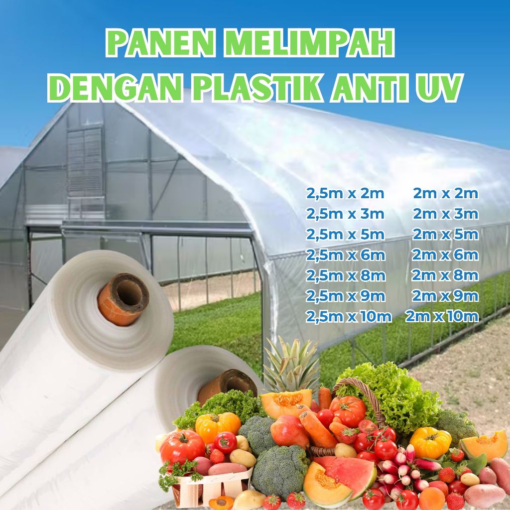 Plastik UV Merek JUARA Lebar 2 3 5 6 8 meter Lebal 2M/2.5M UV14% Atap Green House Hidroponik
