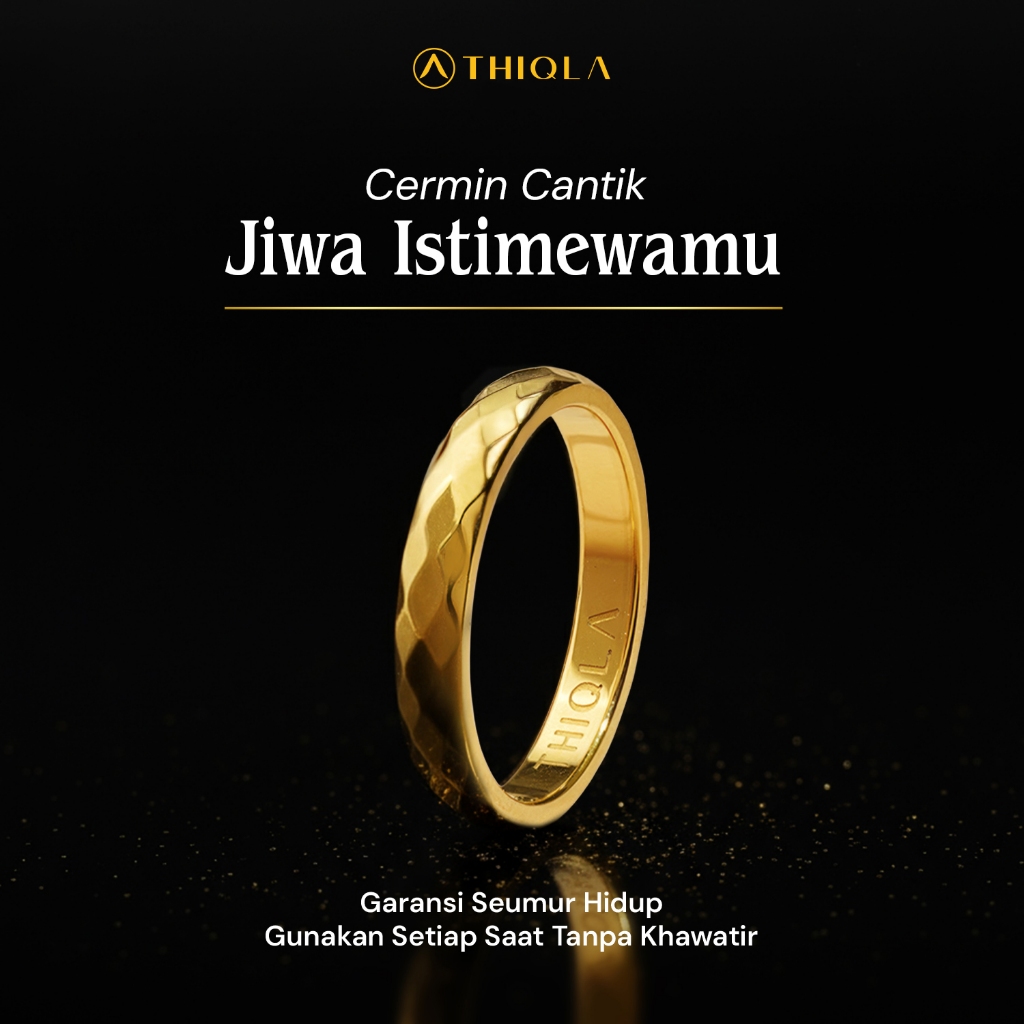 THIQLA - Cincin Tipis HAFLASEA - Cincin Kecil Elegan Mirip Cincin Emas Asli - Bisa Cincin Lamaran Wa