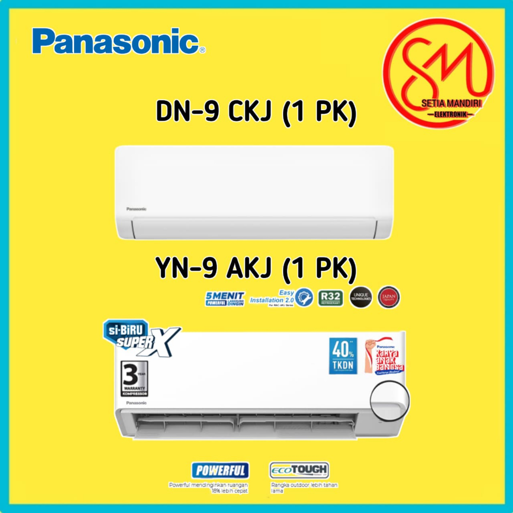 AC PANASONIC 1PK / AC-Deluxe / Split Standard / YN-Series /Murah - CS/CU YN9AKJ Ecotough Super X