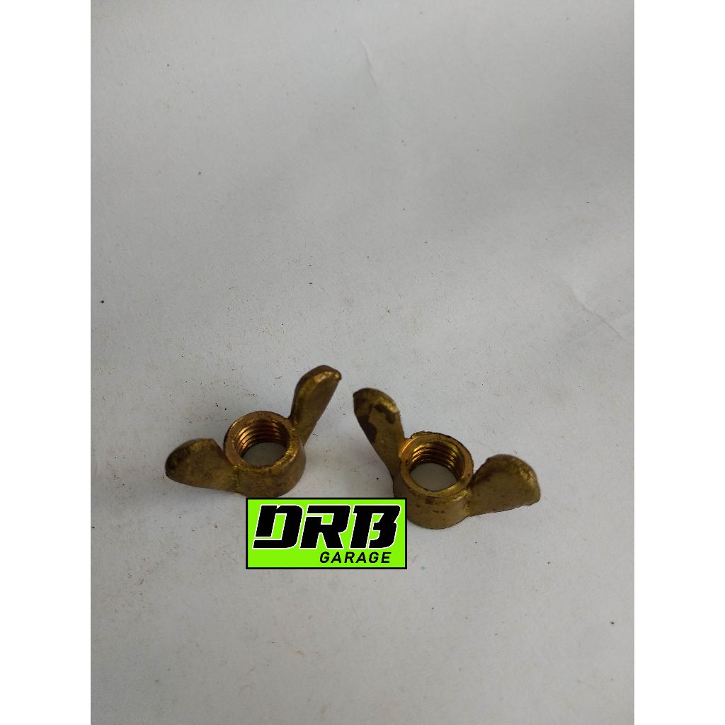 Mur Kupu Kupu Kuningan M10 Baut 14 Drat Kasar Mur Kuping Klem Massa Kabel Las Wing Nut Brass Anti Ka