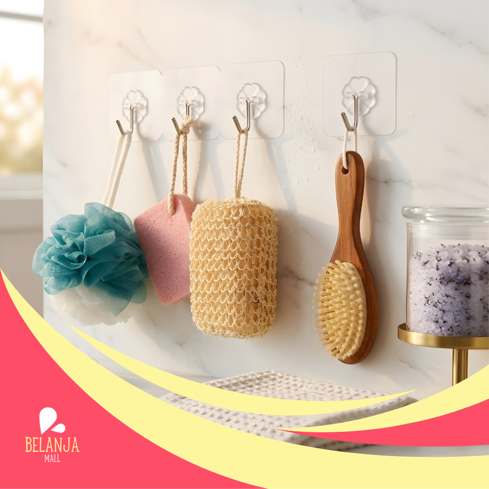 belanjamall HL0058 Gantungan Hook Tempel Steaker Transparan Magic Cantolan Baju Murah Y4180