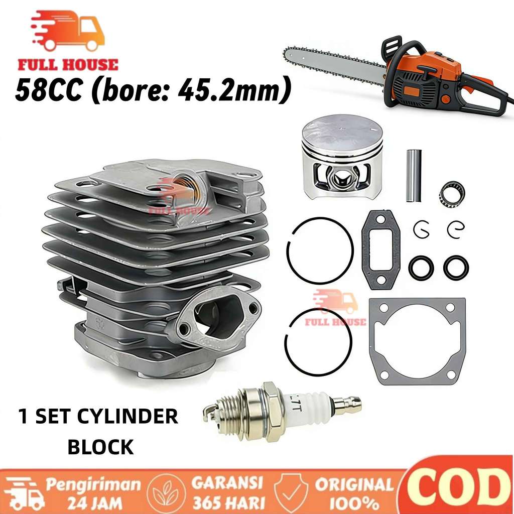 Blok Maestro 5800 Block SENSO Maestro 6500 Cylinder Blok Chainsaw 5800 Blok Komplit Seher Mesin Chai