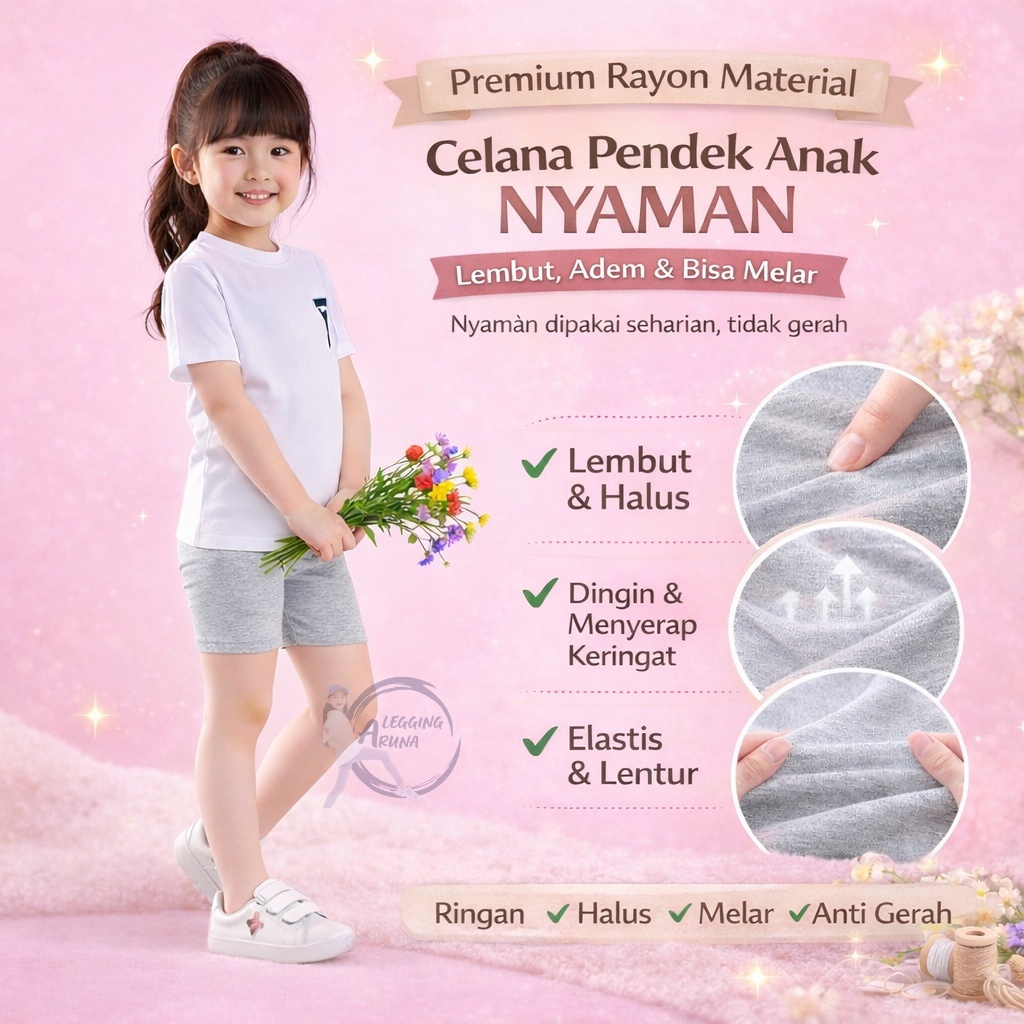 celana pendek anak perempuan Short Renang strit Hotpants anak umur 4 5 tahun -11 tahun